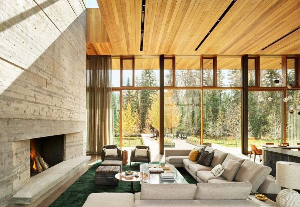 Wood burning fireplace by CLB Architects
