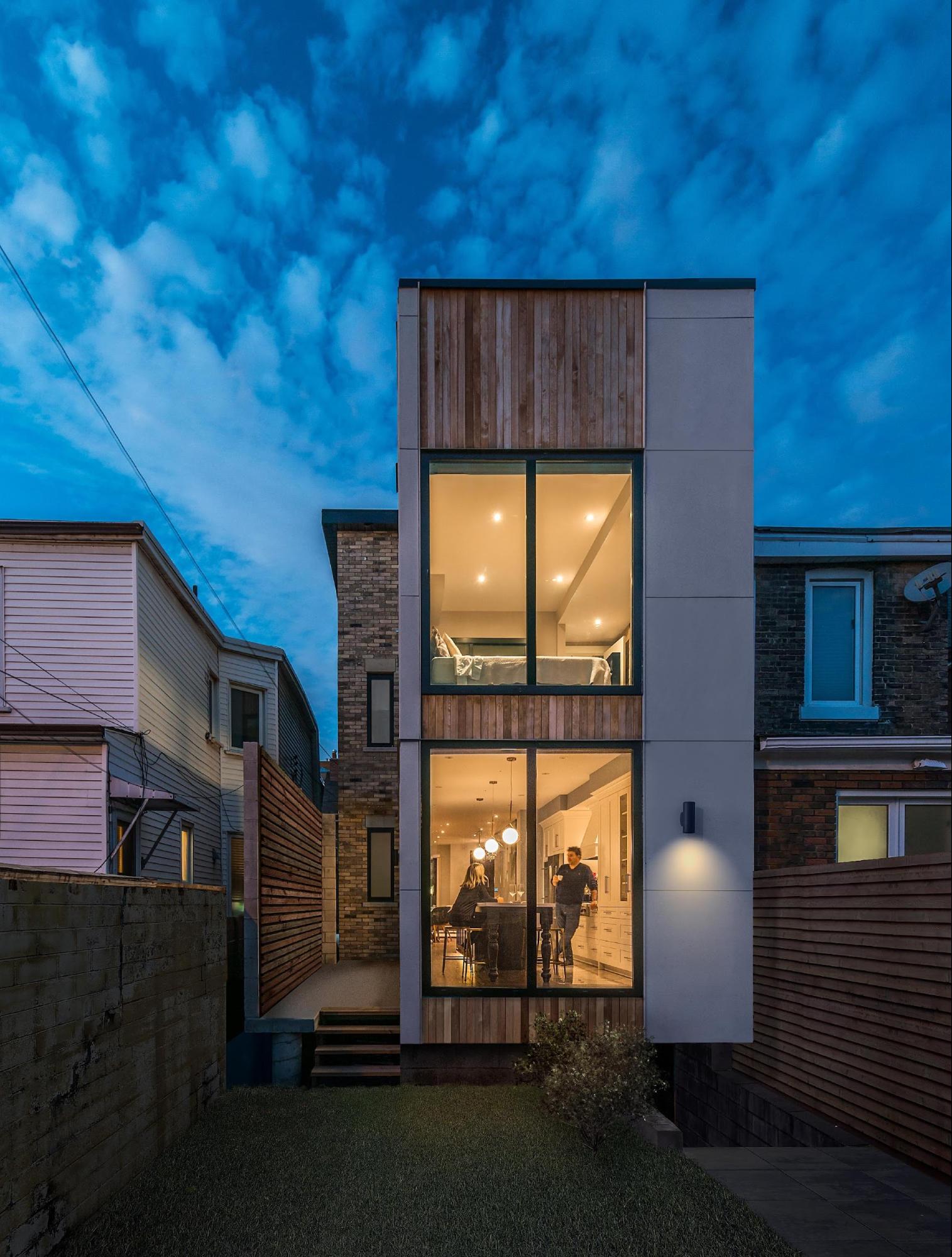 A custom built home with a well-lit interior built by frankfranco architects on a tight urban lot in downtown Toronto.