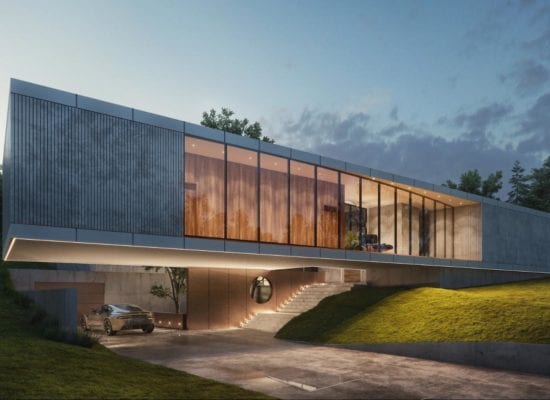 A beautiful proposed house design with large glass to ceiling windows designed by FrankFranco Architects. Are you looking for an architect to build your dream home? Here's how to choose one.
